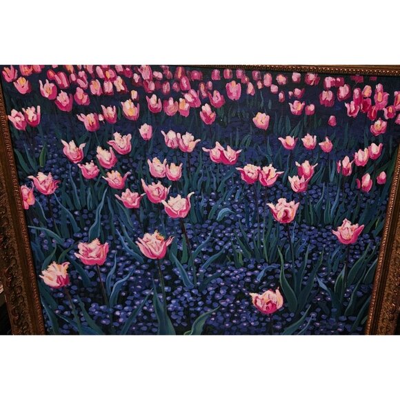 David Harrison Acrylic Floral Painting In Ornate Frame From Nordstrom Collection - Picture 11 of 13